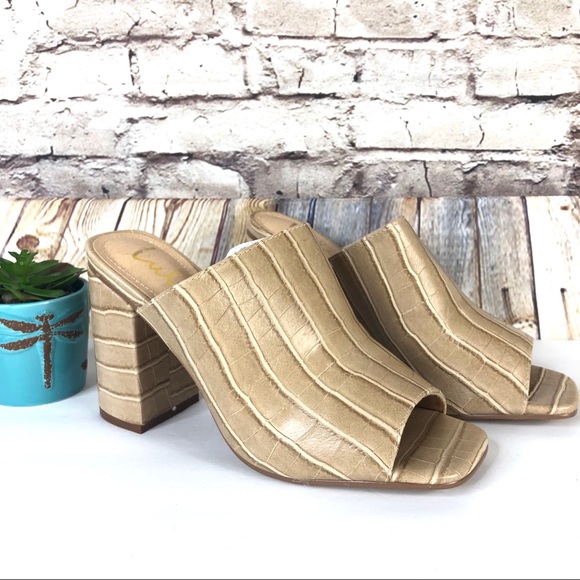 NEW Lulus Raelynn Nude Croc Peep Toe Mules - Picture 2 of 7